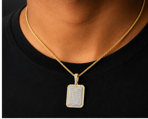 Colgante de Diamante Natural Mini Pavé en Forma de Almohada, Oro Sólido de 10K, Personalizado, Unisex, Oro Amarillo, Amuletos Modernos, Regalos para Hombres y Mujeres - Product Image 2