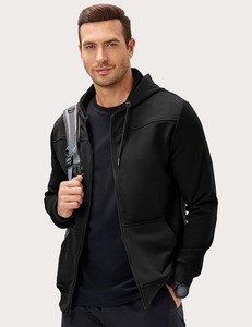 Sweat-shirt à capuche zippé pour homme, décontracté, avec poches, veste en polaire respirante, coupe régulière, couleur unie, pour l'automne - Product Image 4