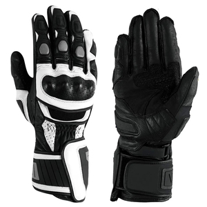 Gants de moto en cuir noir et blanc pour hommes, protection complète des doigts, équipement de conduite, motocross, course - Product Image 1