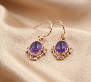 Natural Purple Amethyst Gemstone <b>Dangle</b> <b>Earrings</b> 925 Sterling Silver Rose <b>Gold</b> Yellow <b>Gold</b> Plated Handmade Jewelry - Product Image 5