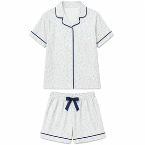 Conjunto de Pijama con Estampado Floral para Niñas, Manga Corta, Ropa de Dormir Infantil, Top con Botones, Pantalones Cortos, Ropa de Dormir de Verano para Niños - Product Image 3