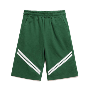Pantalones Cortos Deportivos de Poliéster para Hombre, Color Verde, con Logotipo Personalizado, Doble Raya Diagonal Blanca, Cintura Elástica, para Entrenamiento Deportivo de Verano - Product Image 2