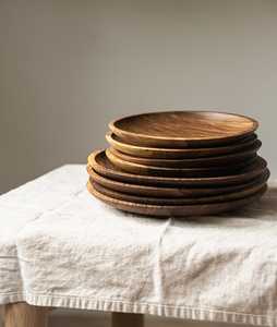 Planche de service ronde en bois d'acacia naturel, plateau de service alimentaire en bois, planche à charcuterie, plateau à fromage, assiette de dîner, cuisine - Product Image 1