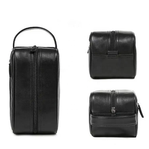 Bolsas de Aseo Negras Mate para Hombre al por Mayor, Bolsa de Almacenamiento Cosmético de Cuero Suave, Bolsa de Moda Colgante de Cuero - Product Image 4