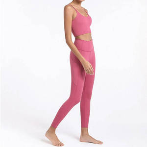 Conjunto Deportivo de Yoga de 2 Piezas para Mujer, Leggings de Cintura Alta, Top Corto Tipo Camisola, Ropa Deportiva para Gimnasio, Spandex/Poliéster Transpirable - Product Image 1