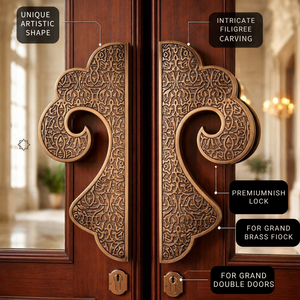 Manija de Puerta Floral Moderna de Lujo en Acabado Latón Satinado |   Herrajes para Entrada de Apartamento de 14 Pulgadas con Fácil Instalación - Product Image 5