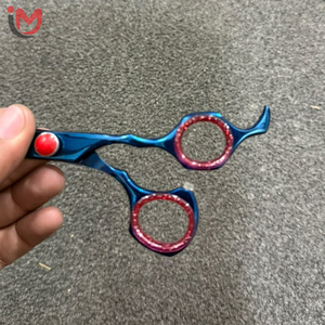 Ciseaux de coiffure professionnels en acier inoxydable bleus à lame droite, ciseaux de barbier de 6,5 pouces à manche long pour salon - Product Image 5