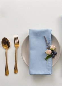 Servilletas de Tela de Lino Azul Cielo Hechas a Mano, Elegantes y Reutilizables para Bodas, Fiestas, Restaurantes y Decoración de Mesa - Product Image 1