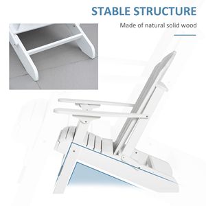 Sedia Adirondack Ergonomica con Poggiapiedi Estraibile, Sdraio in Legno Bianco per Patio e Bordo Piscina - Product Image 6