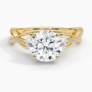 แหวนหมั้นแบบวงแหวนประดับเพชรโมอิสซาไนต์ ชุบทอง 14K เงินแท้ 925 ทรงกลมเจียระไนแบบบริลเลียนท์ - Product Image 1