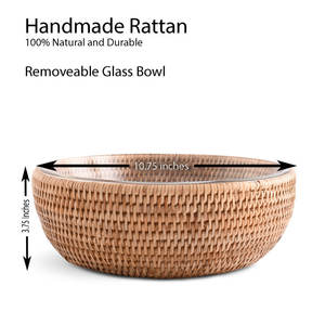 Bol à fruits tissé décoratif en rotin 1 pièce maîtresse bols décoratifs pour la maison - Product Image 3