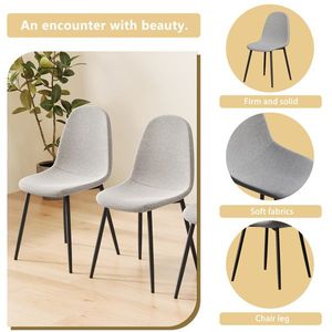 Set di 4 Sedie da Pranzo Moderne con Sedute Imbottite in Lino Beige e Robuste Gambe in Metallo Nero per Tavoli da Cucina e Bar - Product Image 3