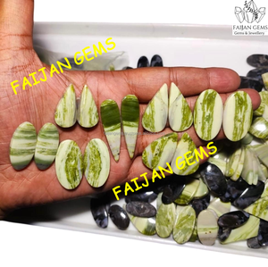Vente en gros FAIJAN GEMS Serpentine verte de qualité AAA, cabochon en forme de poire, dos plat naturel, certifié par un tiers, taille personnalisable, en vrac 1 - Product Image 4