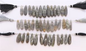Perles de pierre de soleil noire naturelle, forme poire longue, lisses, 8x26-10x32MM, brin de 8 pouces, pour la fabrication de bijoux, vente en gros - Product Image 6