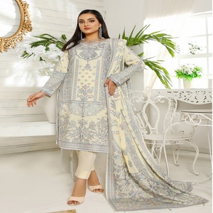 Hermosa y elegante colección de vestidos casuales de 3 piezas para damas, fiestas bordadas-Bin Hameed Volume RANGEEN Indian Pakistani Linen - Product Image 6