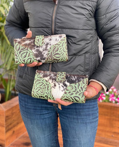 Real Handmade Gift Purpose High End Quality Carving Cow Hide Genuine Leather Bi-Fold <b>Wallets</b> for Women Handmade Trendy Clutches - Product Image 4