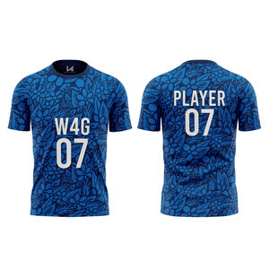 Tenues de football bleues et blanches personnalisables en gros pour adultes, personnalisées avec le nom du club, sublimation, vêtements de sport vierges - Product Image 3