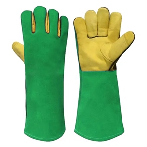 Heavy Duty Heat Resistant Front Cow Grain Leather Welding Gloves Fireproof Back & <b>Cuff</b> Cow Split Leather Work Safety Glove - Product Image 3