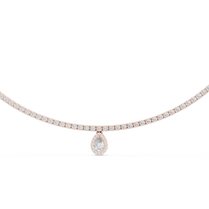 TRENDY 18KT ROSE GOLD RHODIUM PLATED Tennis Chain Pear Pendant Adorned Lab Grown 4.5CT Cut Diamonds Certified Party Wedding Wear - Product Image 4