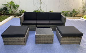 SF00036 Pham Gia Premium 6 Piece Modern <b>Outdoor</b> <b>Rattan</b> Garden <b>Sofa</b> Polyester Cushion Steel Tempered Glass One Seat Villa Hotel - Product Image 2