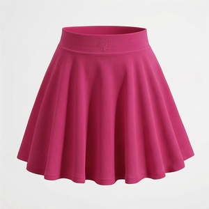 Women's <b>Pink</b> A-Line Pleated Mini <b>Skirt</b> Elastic Waist Solid Color Casual Style Breathable Polyester Fabric All Seasons Wear - Product Image 1