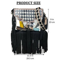 Sac à main en cuir de vachette à carreaux noir et blanc de Style occidental pour femmes sac transparent en PVC transparent sac à bandoulière et sac à main