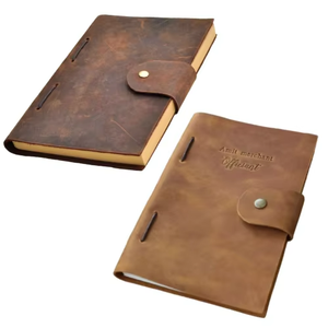 สมุดบันทึกปกหนังแข็งแบบสั่งทำพิเศษ สมุดวาดภาพพร้อมสายรัดแบบโบราณ ปิดด้วยตัวล็อค เย็บด้วยด้าย ทำด้วยมือ 200 หน้า ดีไซน์ไม่ซ้ำใคร - Product Image 3