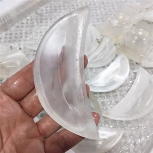Dernière forme de lune bol en pierre de sélénite naturelle assiette en pierre de cristal vinaigre assaisonnement plat sauce sel Snack bol de cuisine - Product Image 1