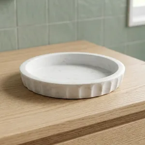 Round Marble Storage Bowl Minimalist Design Durable Tabletop Accessory For Living Room Indoor Use - Product Image 2