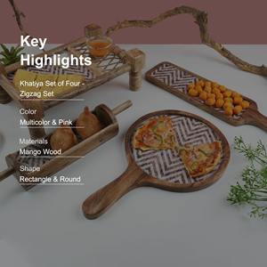 Plateau de service en bois fait main, plateau alimentaire en bois d'acacia naturel pour fromage, pain, fruits, cuisine, salle à manger - Product Image 1