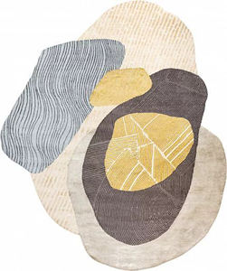 Alfombra moderna de algodón de pelo alto, de pelo cortado, tuftada a mano, ecológica, antideslizante, resistente al fuego, apta para mascotas, con patrón abstracto, para sala de oración - Product Image 1