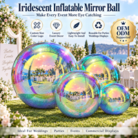 Ballon miroir gonflable en PVC double couche personnalisé, argenté et noir, pour mariage, fête, bar, ballon en PVC