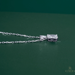 Modern Geometric IGI Certified Radiant Cut Lab-Grown Diamond <b>Pendant</b> with Triangle Diamond Bail in 10k <b>Solid</b> <b>Gold</b> Minimal Chain - Product Image 2