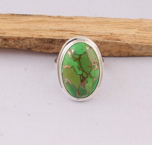 Handcrafted 925 Sterling Silver Square Green <b>Turquoise</b> <b>Ring</b> Castle Bezel Statement Gemstone <b>Ring</b> Factory Direct B2B Jewelry - Product Image 4