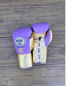 Guantes de Boxeo Personalizados No Boxing No Life Canelo, Color Morado y Dorado, de Cuero Vacuno Auténtico, para Entrenamiento de MMA, con Cordones, Ligeros y Transpirables - Product Image 3