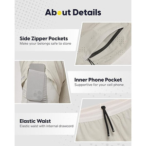 กางเกงขาสั้นลำลองสำหรับผู้ชายใส่เล่นกีฬาฤดูร้อน ผ้าเทอร์รี่ แห้งเร็ว ชายผ่า ขอบเอวยางยืด ระบายอากาศดี มีกระเป๋าอเนกประสงค์ ทรงหลวม เอวสูง - Product Image 3