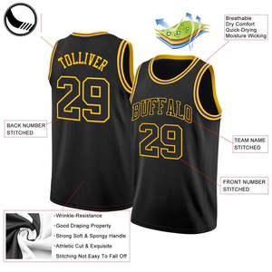 Maillot de basketball personnalisé noir et or jaune 2026 – Tenue complète 2025 par sublimation – Kit d'équipe professionnel respirant – Vêtements de sport - Product Image 6
