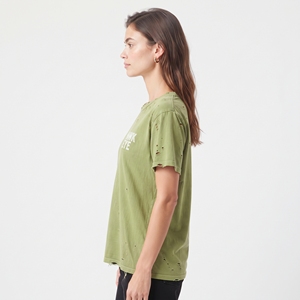 Women's Vintage <b>Distressed</b> Printed T Shirt Ripped Hole Streetwear Casual Short Sleeve Regular Fit Fashion <b>Top</b> - Product Image 4
