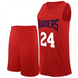 Ensemble de maillot de basket-ball des Raiders, débardeur sans manches rouge avec short, unisexe adulte, séchage rapide, 100% polyester, imprimé à l'écran - Product Image 1