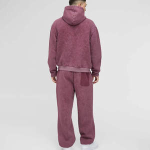 Men Acid Wash Tracksuit Two Piece Athletic Set Featuring <b>Zip</b> <b>Up</b> <b>Jacket</b> and Matching Joggers for Casual Activewear Comfort - Product Image 4