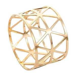 Anneau de serviette en or plaqué de haute qualité, design découpé au laser, décoration de table, luxe, pas cher, en gros - Product Image 1