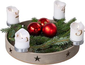 Centro de mesa navideño más vendido con velas, follaje y detalles de temporada para decoración festiva - Product Image 2