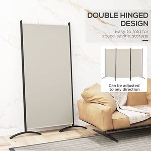 Divisorio per Stanza a 3 Pannelli Grigio Chiaro 6FT, Stile Artistico Tradizionale, Schermo Privacy per Interni, MDF Traslucido, Autoportante e Pieghevole - Product Image 4