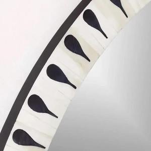 <b>Round</b> Decorative Bone Inlay Wall <b>Mirror</b> With <b>Black</b> Teardrop Pattern Modern Glass <b>Frame</b> For Home Bathroom Decoration - Product Image 2