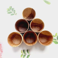 Ensemble de tasses en bois classiques artisanales, fabriquées en bois naturel, rustiques, écologiques, de haute qualité, pour café, thé, eau, jus, fête