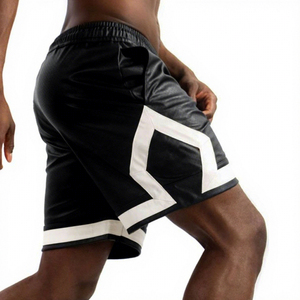 Men's Black Polyester Bermuda Shorts Mid Rise Drawstring Waist Quick Dry Sporty Style With Side Stripe Woven Fabric - Product Image 4