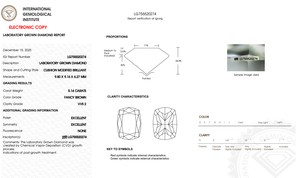 Coussin brillant 5,14 ct Diamant marron fantaisie cultivé en laboratoire VVS2 |   Bague de fiançailles en diamant de laboratoire taille coussin brun champagne poli - Product Image 2