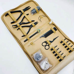 Kit d'installation d'extensions capillaires : Outils métalliques pour crochet de tirage, enfileur de boucles, pince à sertir pour bandes adhésives, ciseaux et peigne - Product Image 4