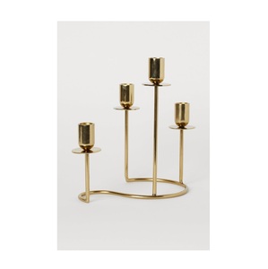 Unique Gold Candelabra for Taper Candles 4 Cup <b>Multi</b> Height Metal Candle Holder Elegant S Curve Table Centerpiece For LuxuryFeel - Product Image 1
