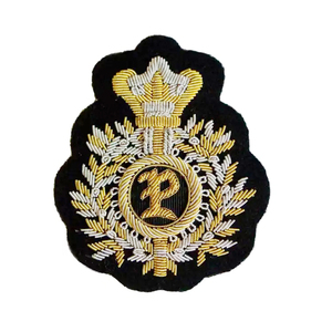 Handmade Embroidered Custom Made Bullion Wire Royal Crown Peak Cap Patches 3D Embroidery Golden <b>Silver</b> Fashion Badges Uniform - Product Image 4